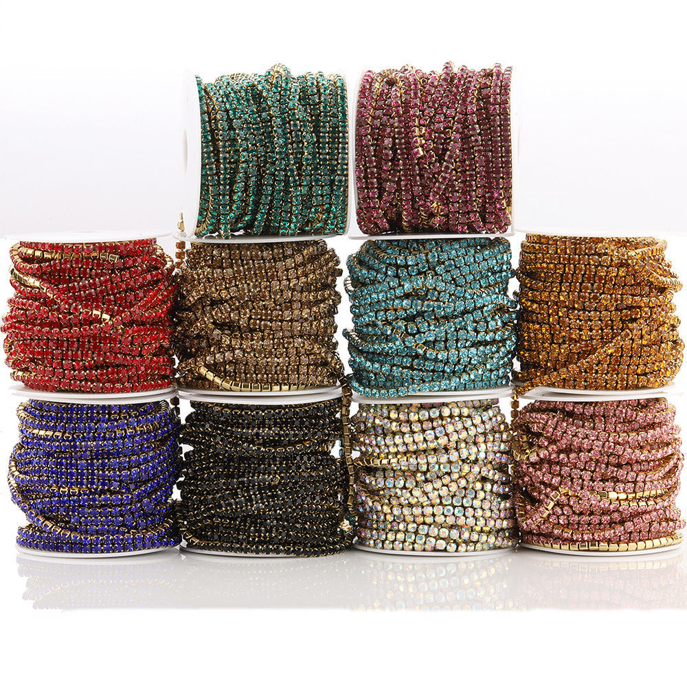 C1445 3mm Colorful Cup Rhinestone Chain/Clawchain