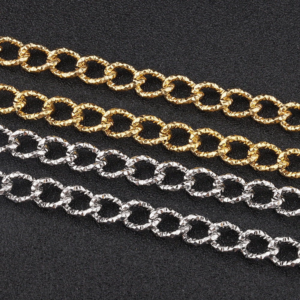 C1326 Ambossed oval twisted chain-Vacuum Plating Waterproof Stainless steel chain