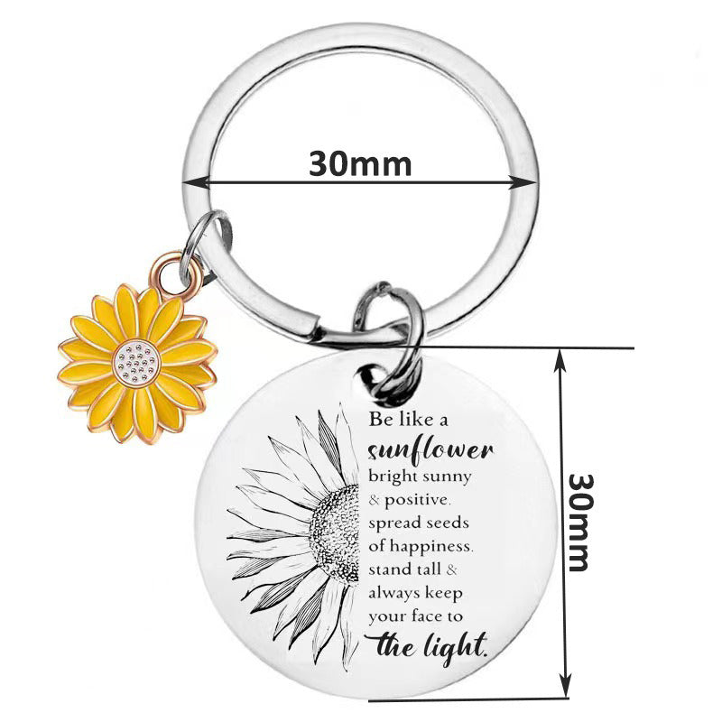 Sunflower Words Keychain Good Gift Stainless Steel Keychain