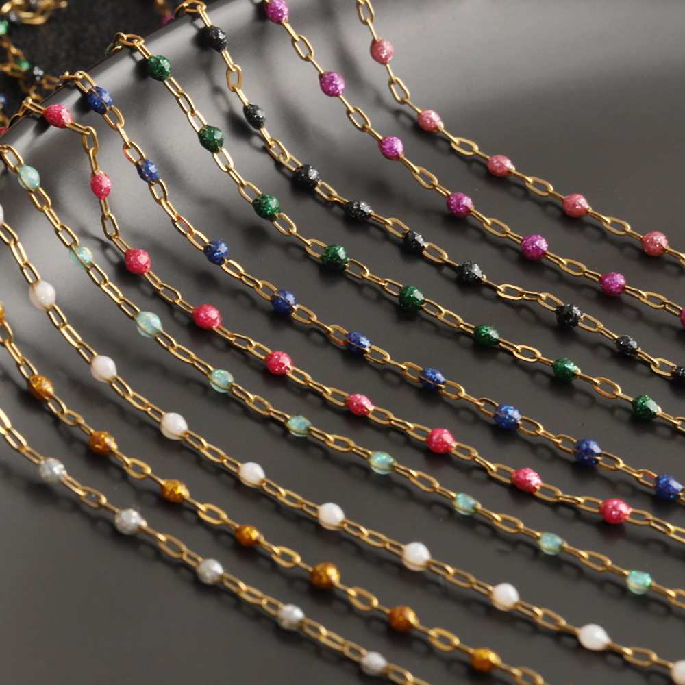 C1770 Enamel Glitter Beads Chain