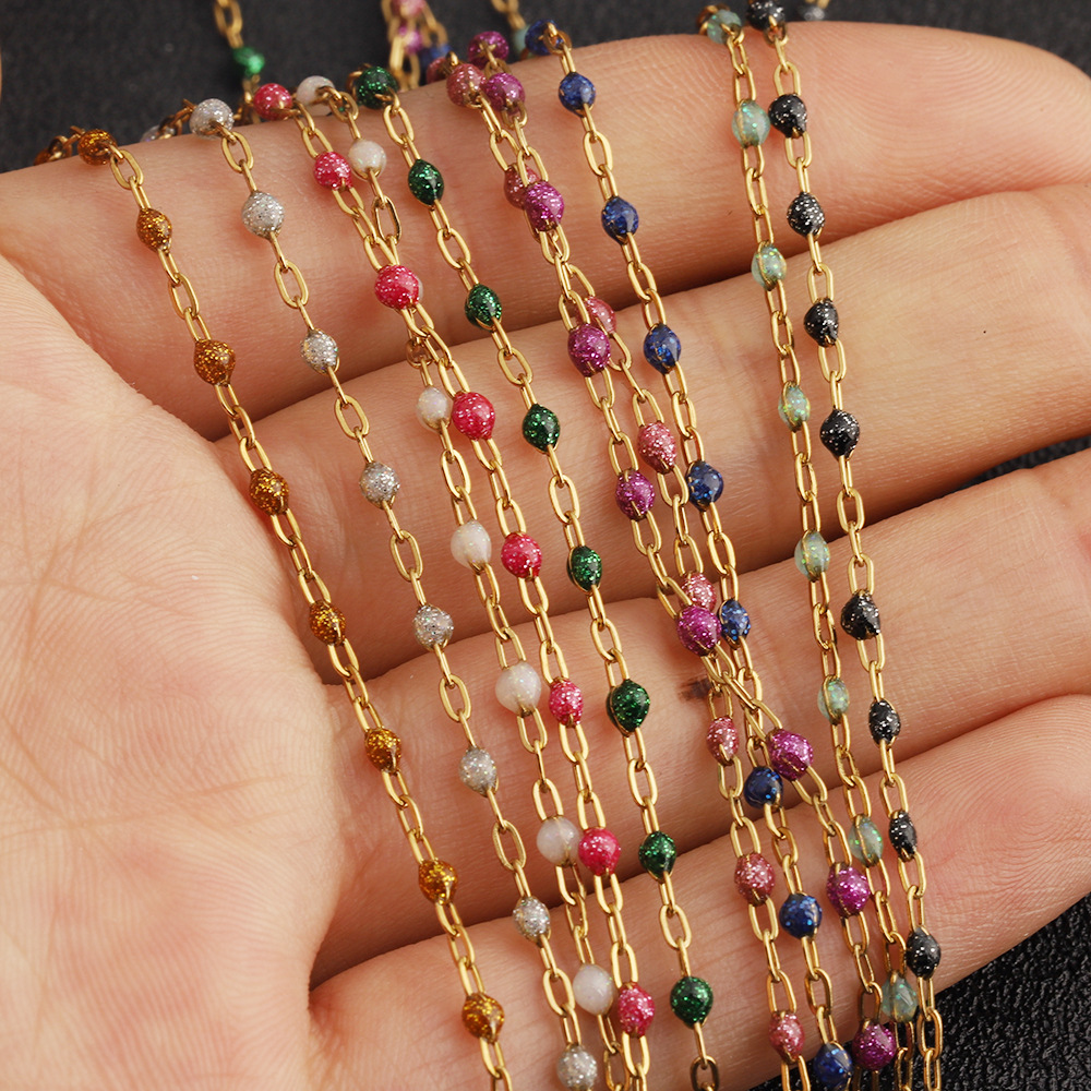 C1770 Enamel Glitter Beads Chain