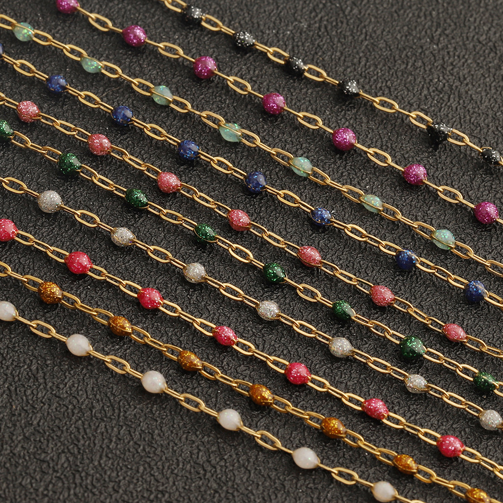 C1770 Enamel Glitter Beads Chain