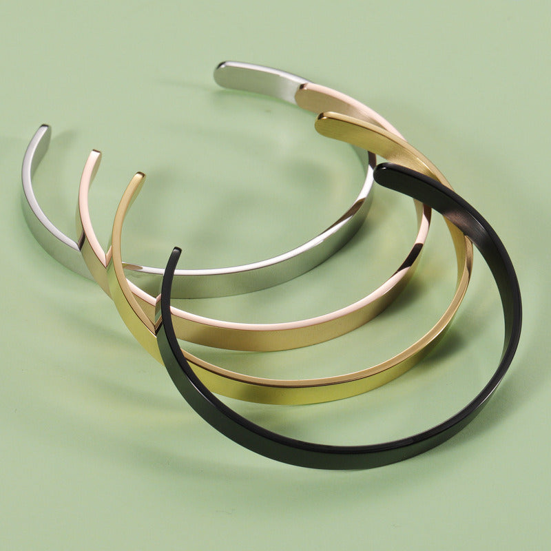 6mm Stainless steel " C-shaped "open bracelet bracelet
