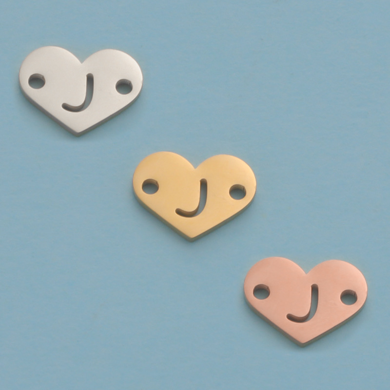 26 Heart Letter Two Holes Charms