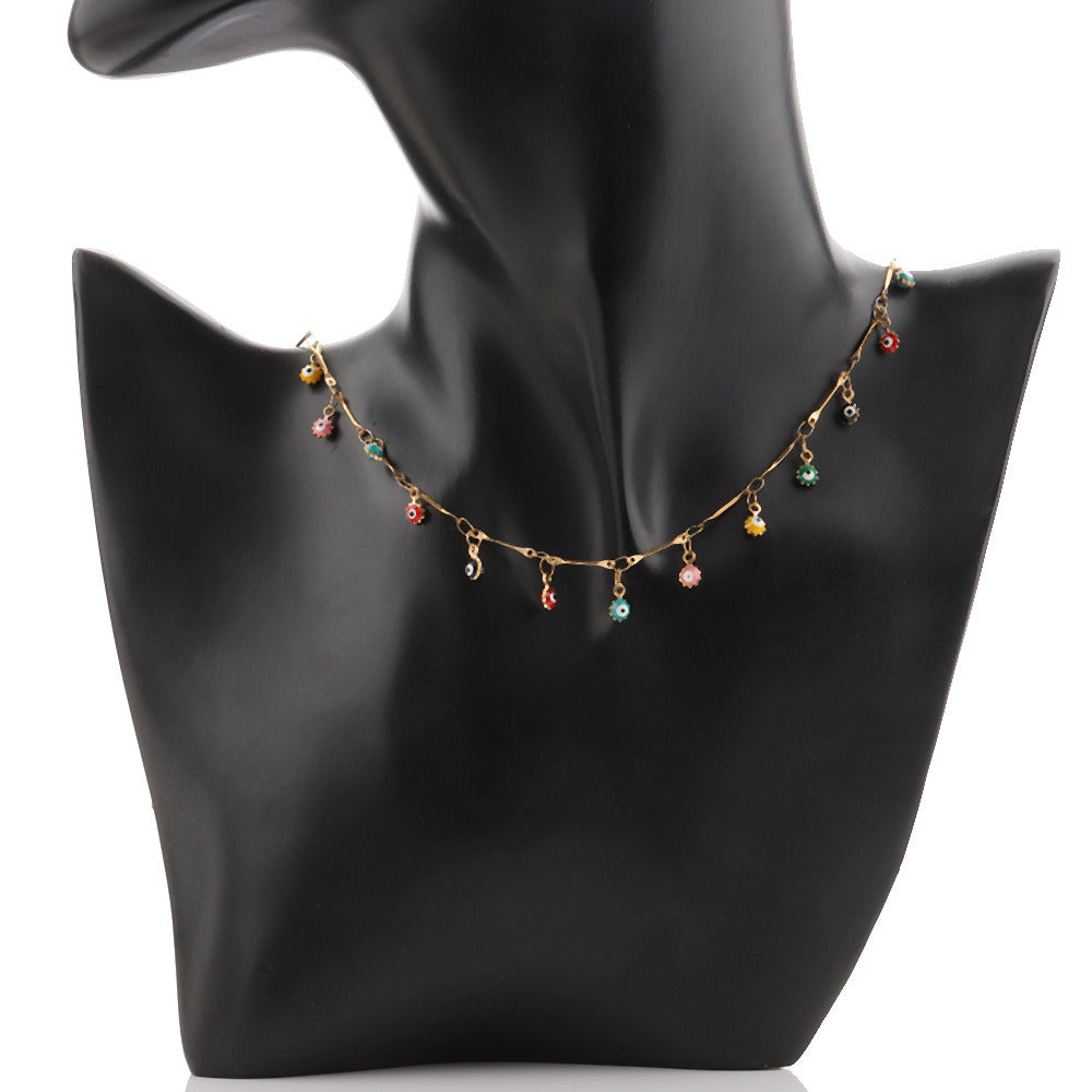 1535 Enamel Evil Eye Chain