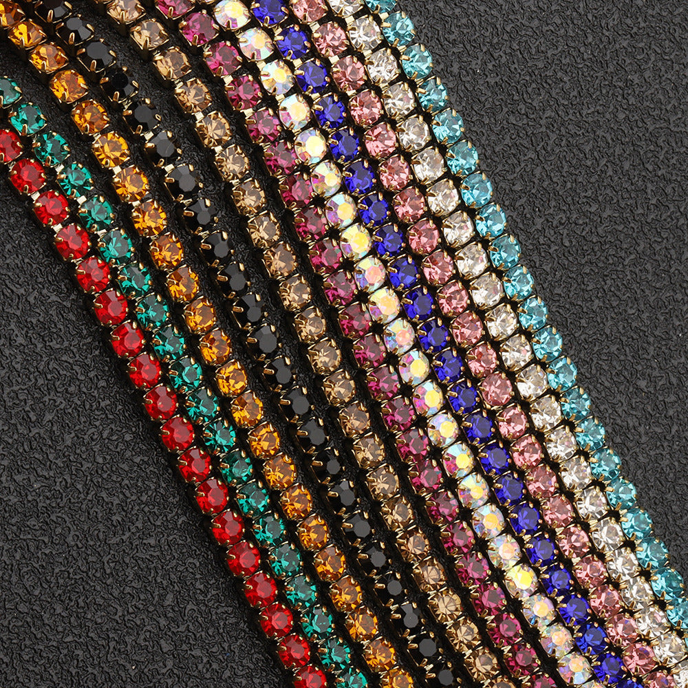 C1445 3mm Colorful Cup Rhinestone Chain/Clawchain