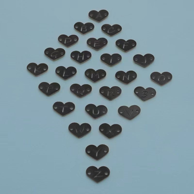 26 Heart Letter Two Holes Charms