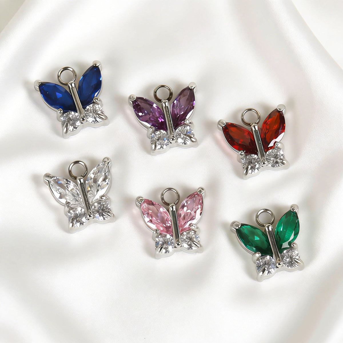052 Colorful Zircon Butterfly charms
