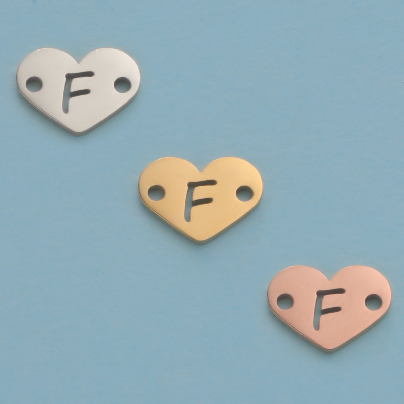 26 Heart Letter Two Holes Charms
