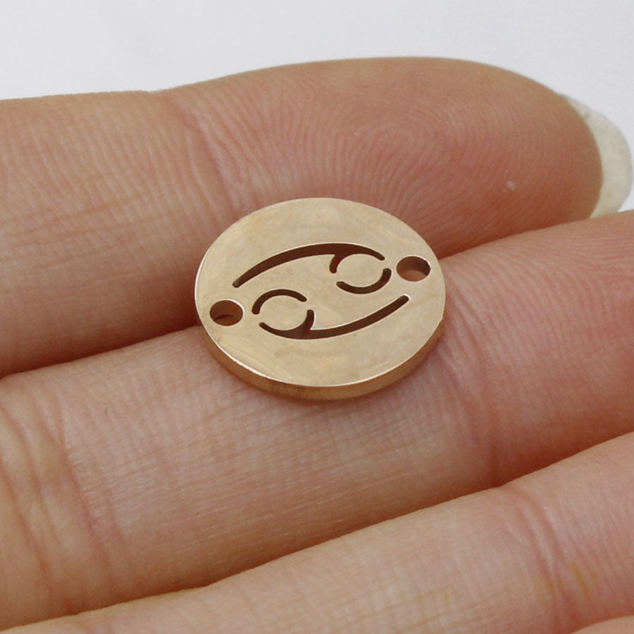 Round 12 Zodiac Signs Two Holes Charms