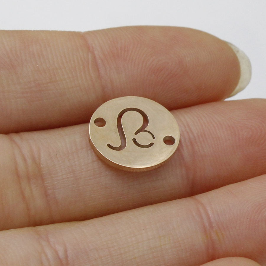 Round 12 Zodiac Signs Two Holes Charms