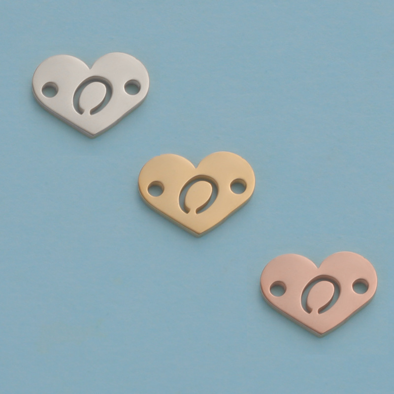 26 Heart Letter Two Holes Charms