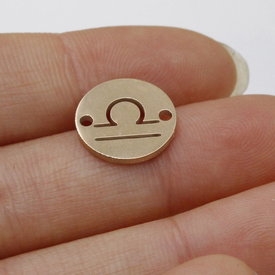 Round 12 Zodiac Signs Two Holes Charms