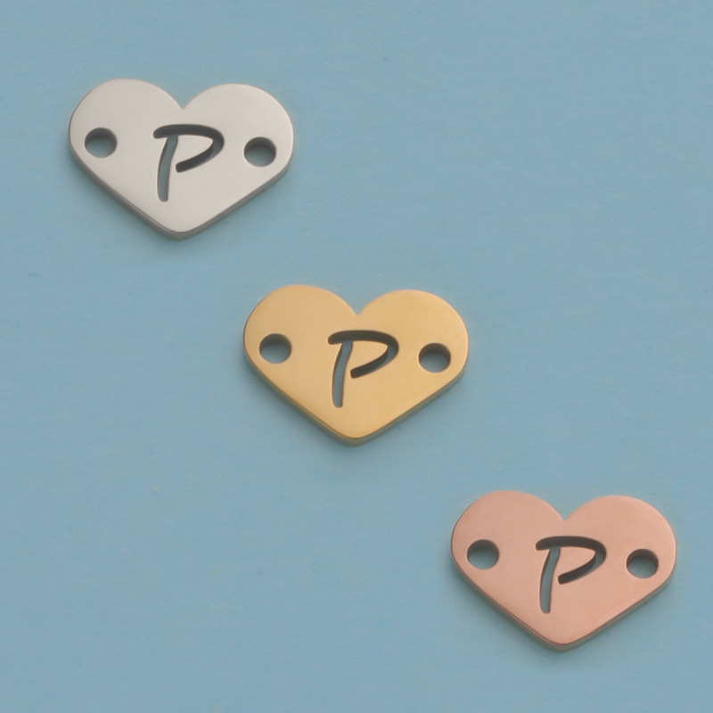 26 Heart Letter Two Holes Charms