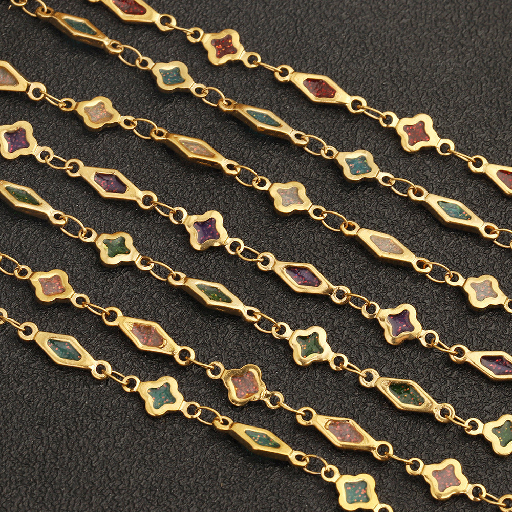 C1778 Glitter oil droplets clover chain