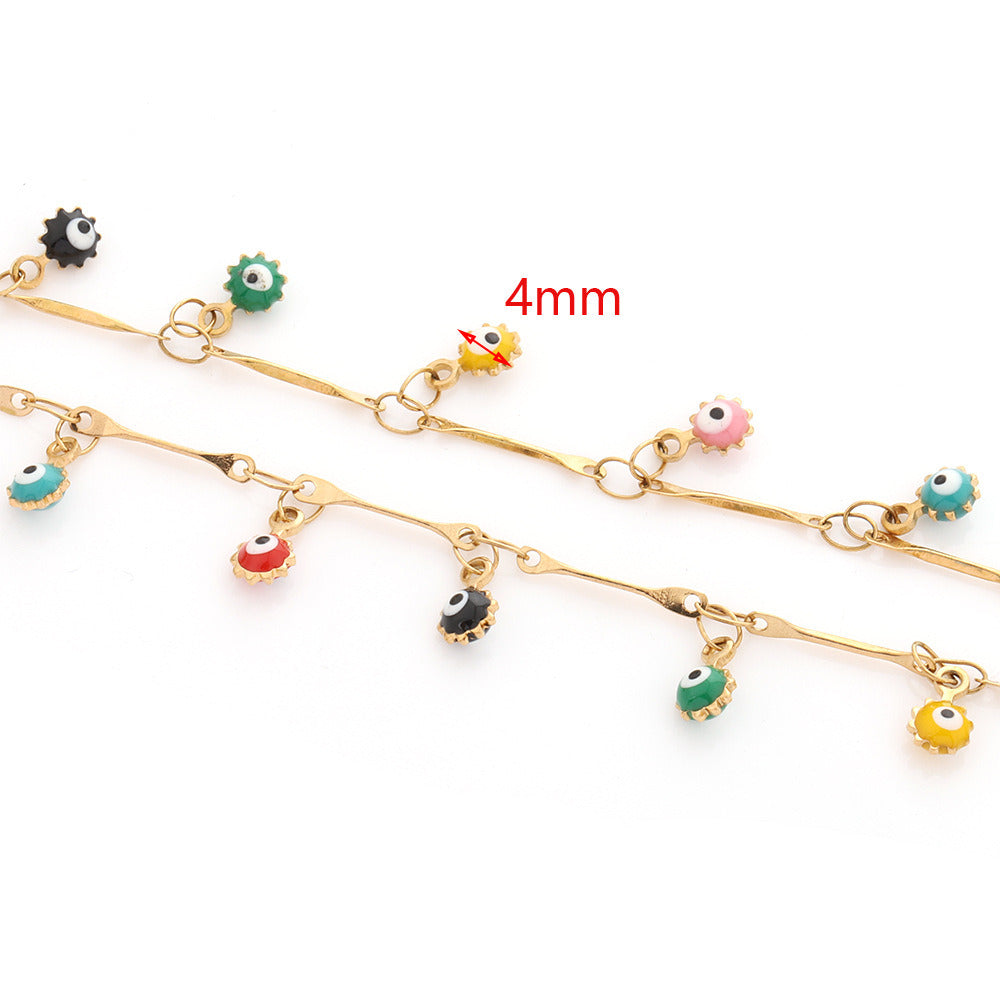 1535 Enamel Evil Eye Chain