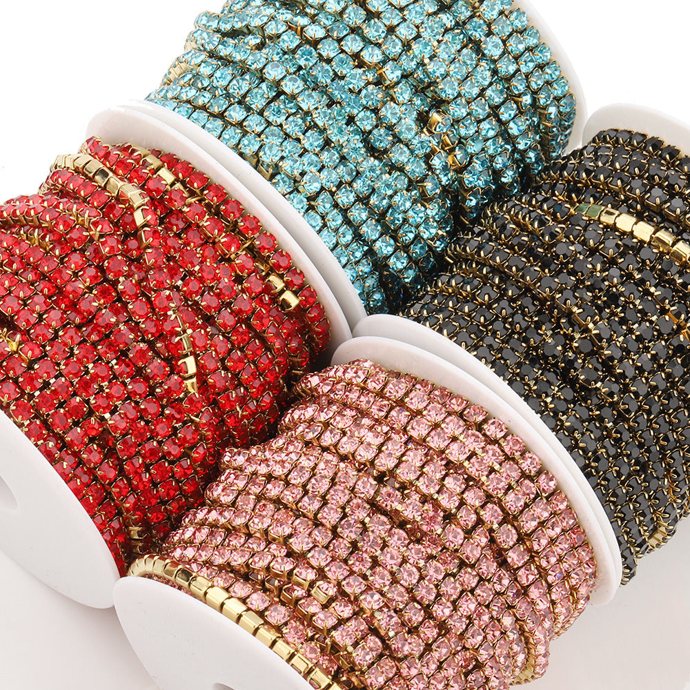 C1445 3mm Colorful Cup Rhinestone Chain/Clawchain