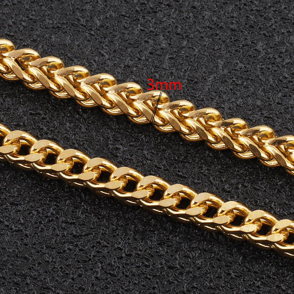C1367 2/3mm Square Wheat chain-Vacuum Plating Waterproof Stainless steel chain