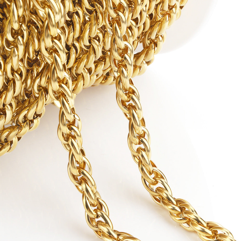 C1369 7mm braided chain-Vacuum Plating Waterproof Stainless steel chain