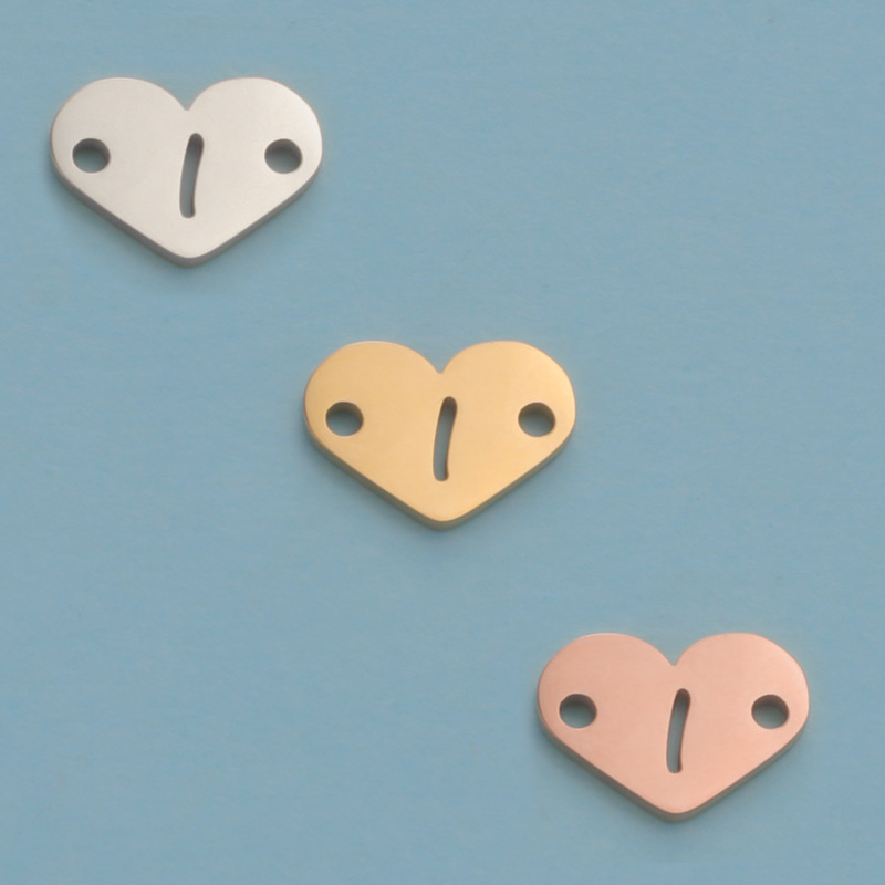 26 Heart Letter Two Holes Charms