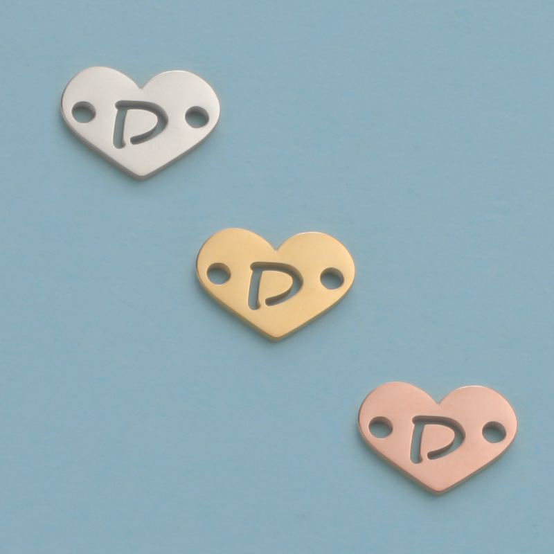 26 Heart Letter Two Holes Charms