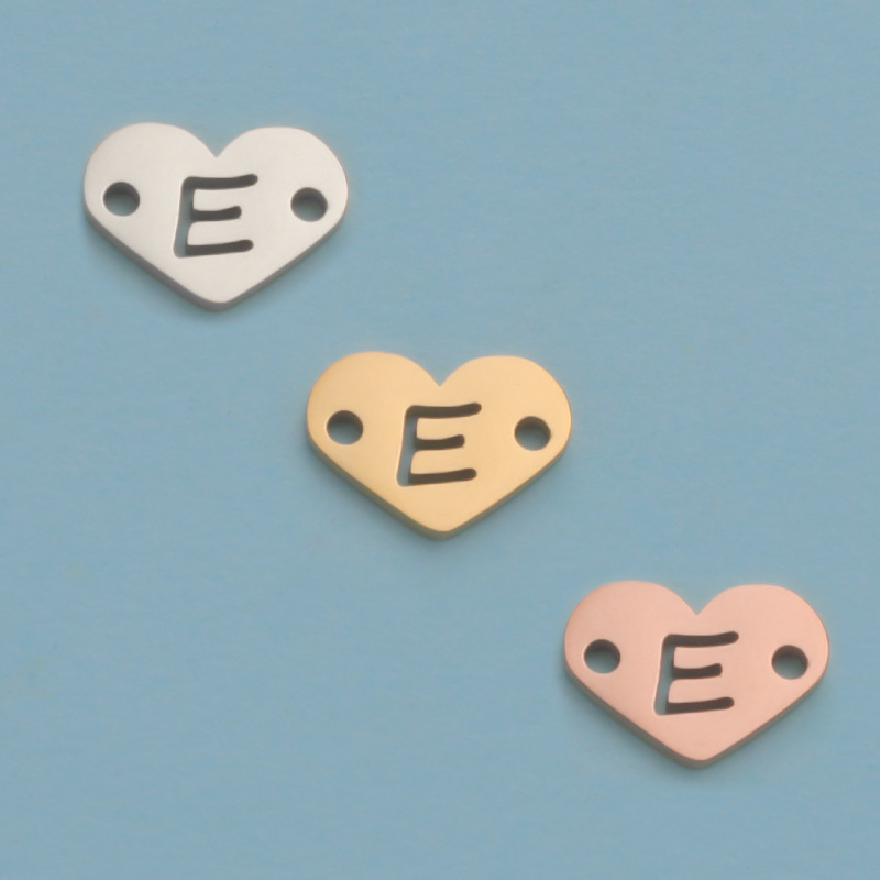 26 Heart Letter Two Holes Charms