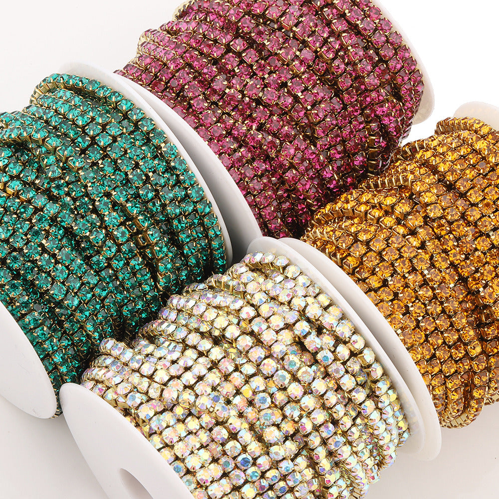 C1445 3mm Colorful Cup Rhinestone Chain/Clawchain