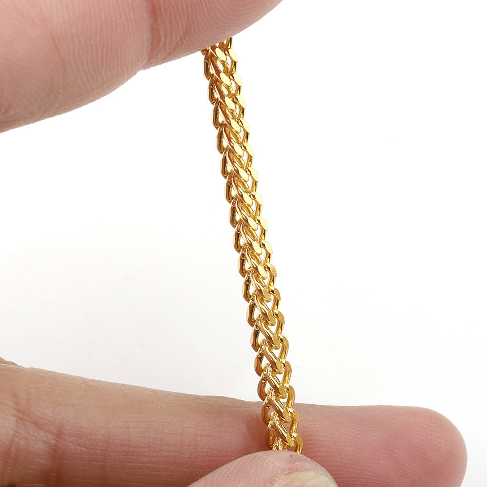 C1367 2/3mm Square Wheat chain-Vacuum Plating Waterproof Stainless steel chain