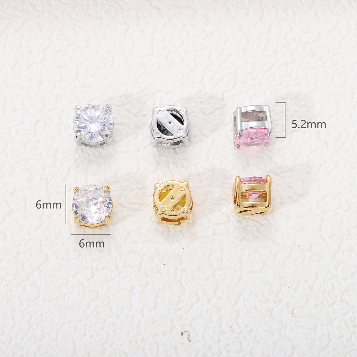 6mm Colorful Zircon Birthstone Charms