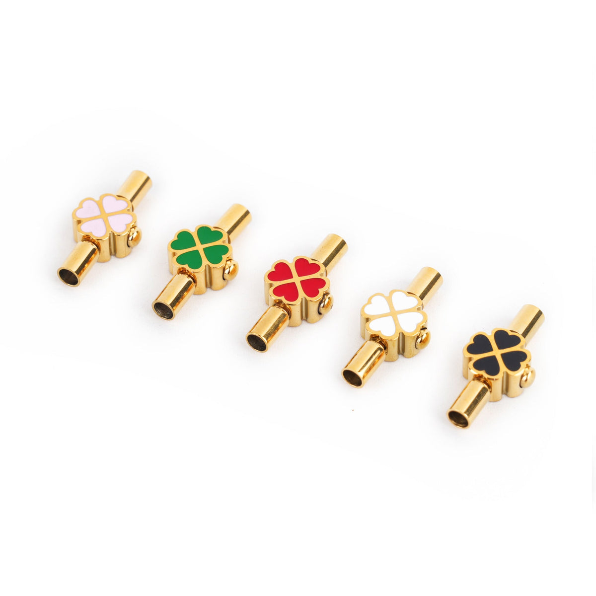 3mm Enamel Four Leaf Clover Clasp for Cord Bracelet