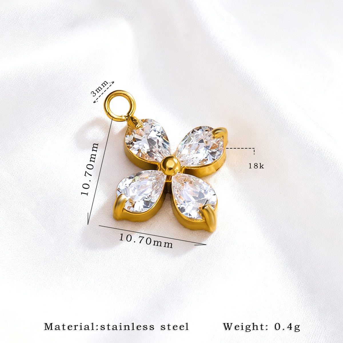 055 Colorful Zircon Four leaf Clover Charms