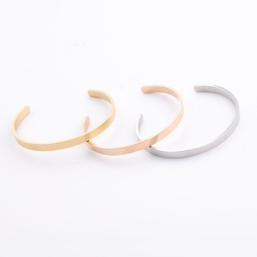 6mm Stainless steel " C-shaped "open bracelet bracelet