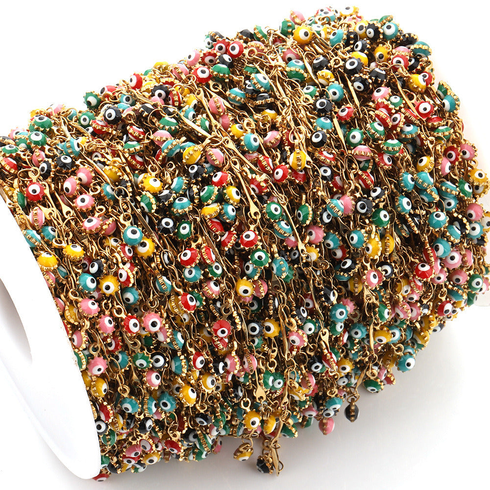 1535 Enamel Evil Eye Chain