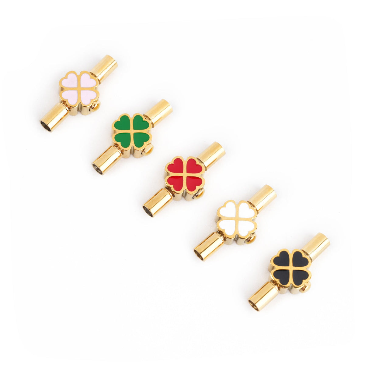 3mm Enamel Four Leaf Clover Clasp for Cord Bracelet