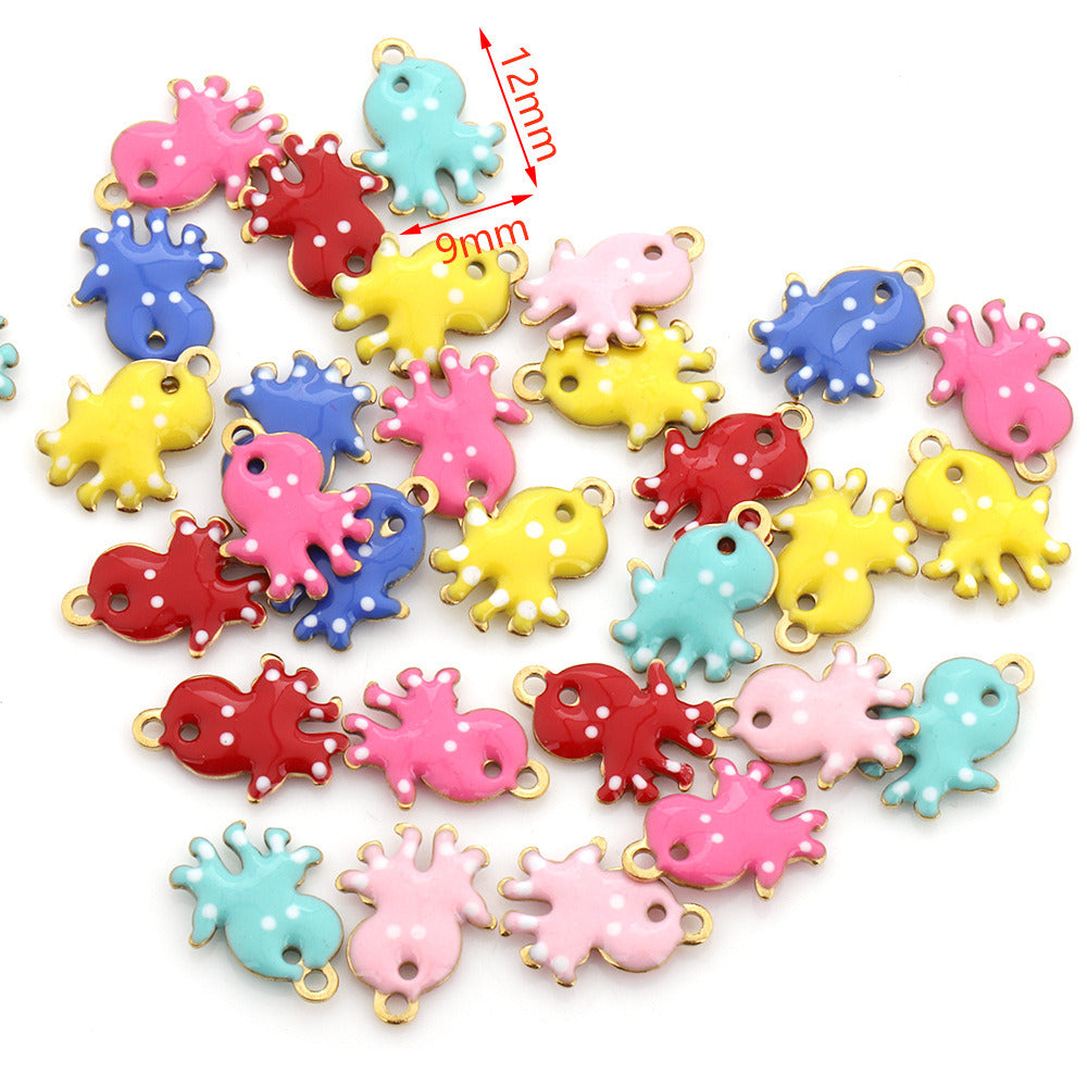 10Pcs/pack Mix color Enamel ocean animals charms