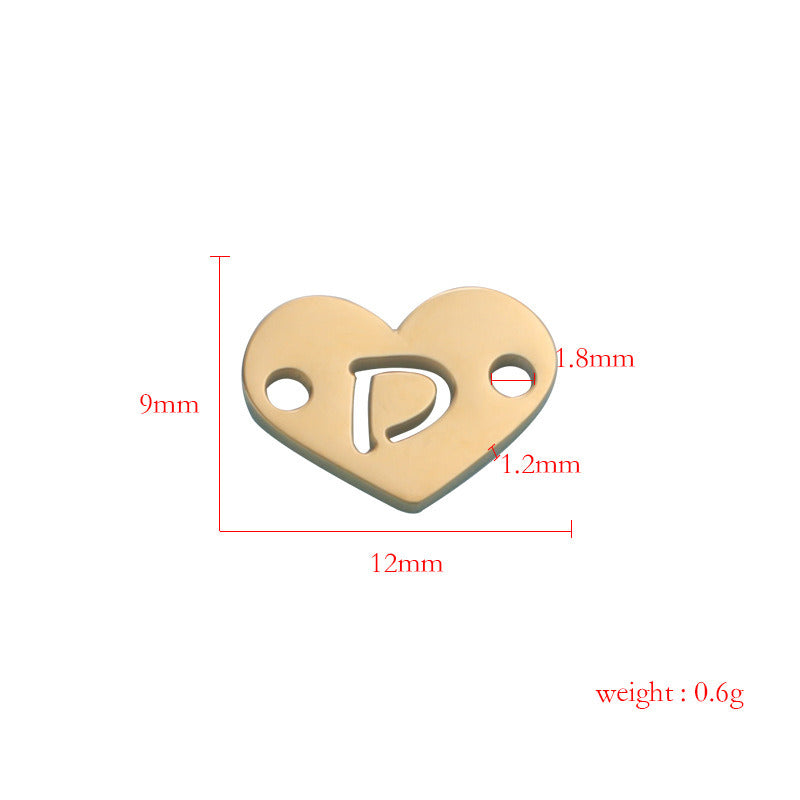 26 Heart Letter Two Holes Charms