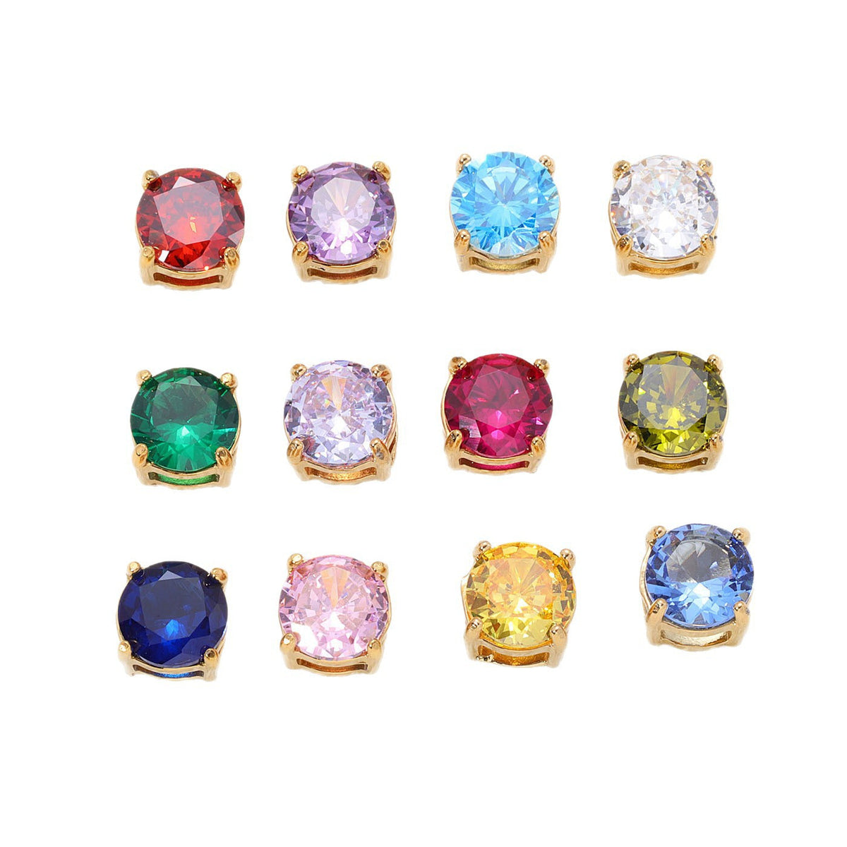 6mm Colorful Zircon Birthstone Charms