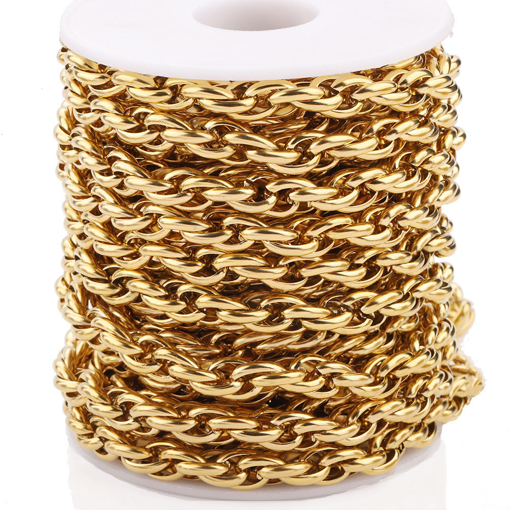C1369 7mm braided chain-Vacuum Plating Waterproof Stainless steel chain