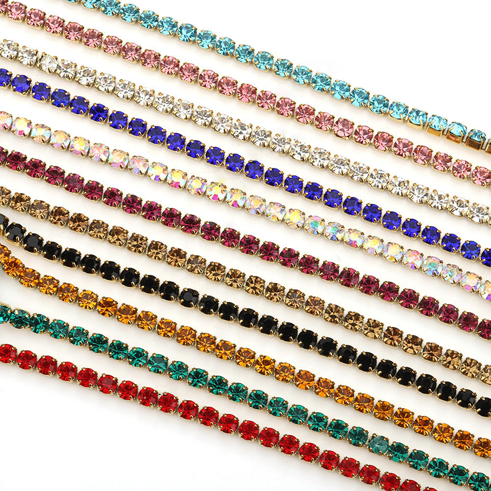 C1445 3mm Colorful Cup Rhinestone Chain/Clawchain