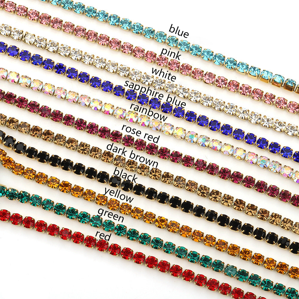 C1445 3mm Colorful Cup Rhinestone Chain/Clawchain