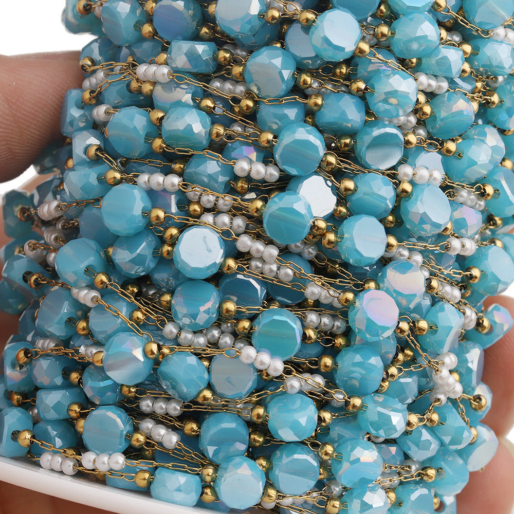 C1762 Colorful Crystal with Glass Pearl Chain