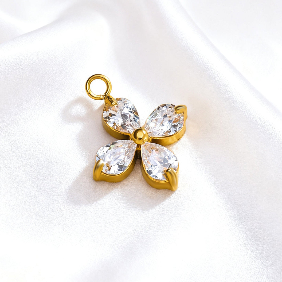 055 Colorful Zircon Four leaf Clover Charms
