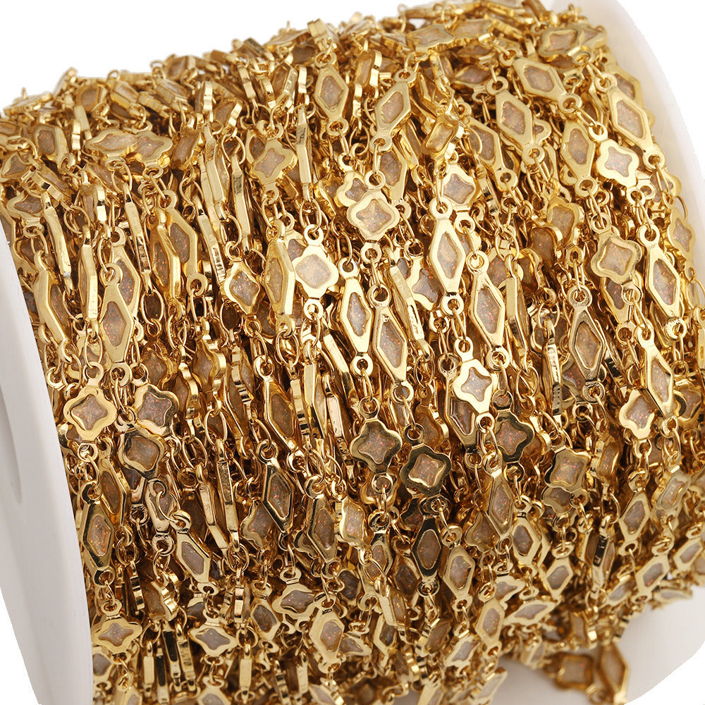 C1778 Glitter oil droplets clover chain
