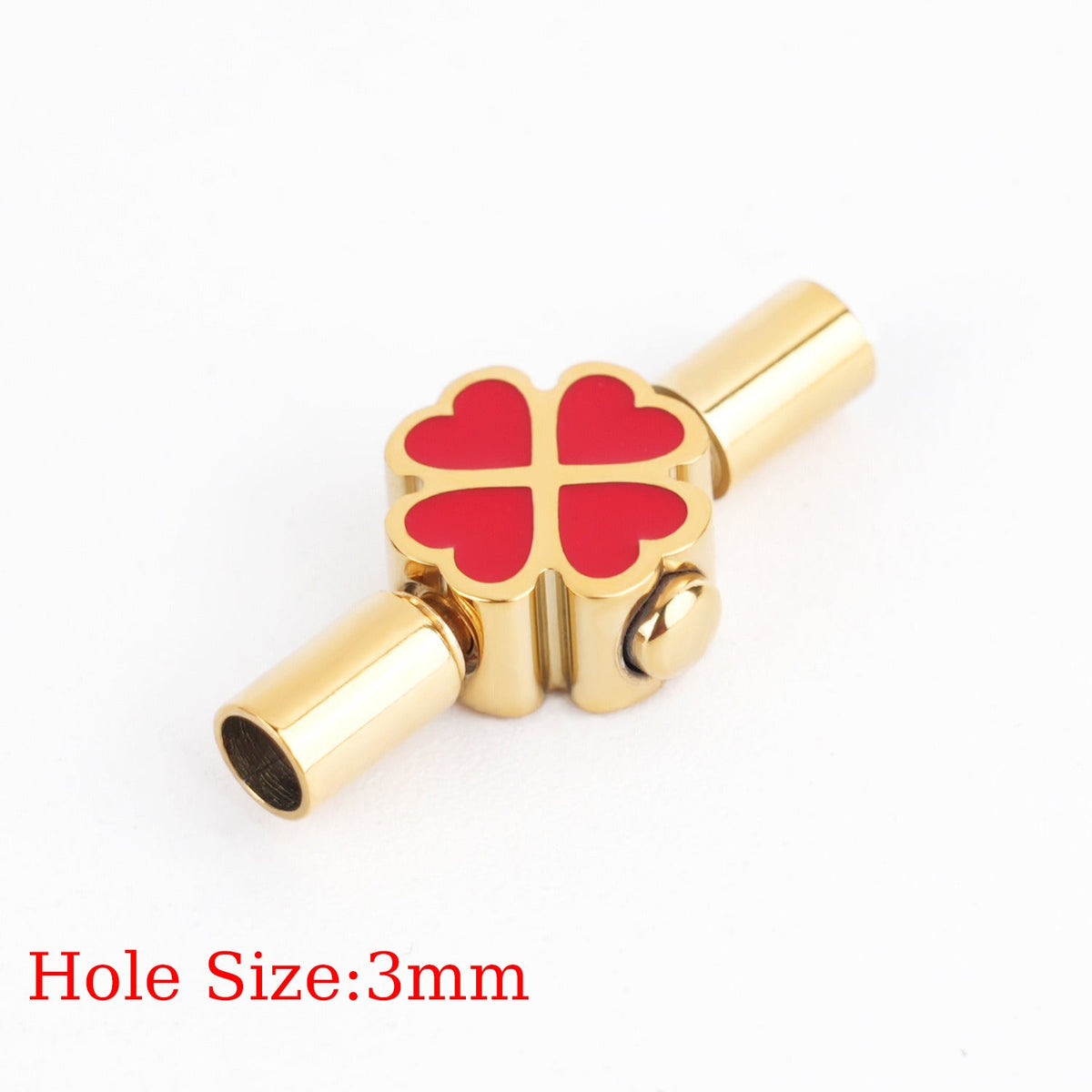 3mm Enamel Four Leaf Clover Clasp for Cord Bracelet