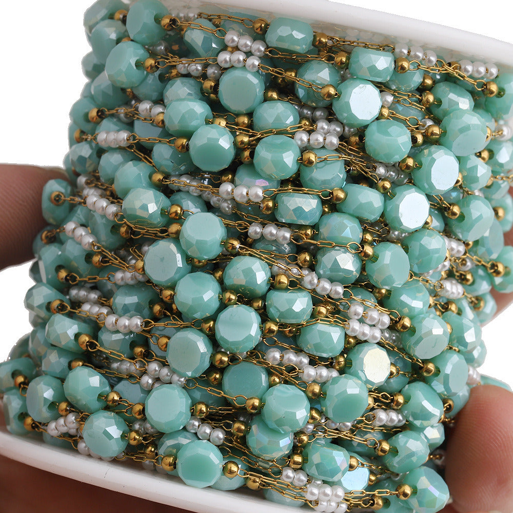 C1762 Colorful Crystal with Glass Pearl Chain