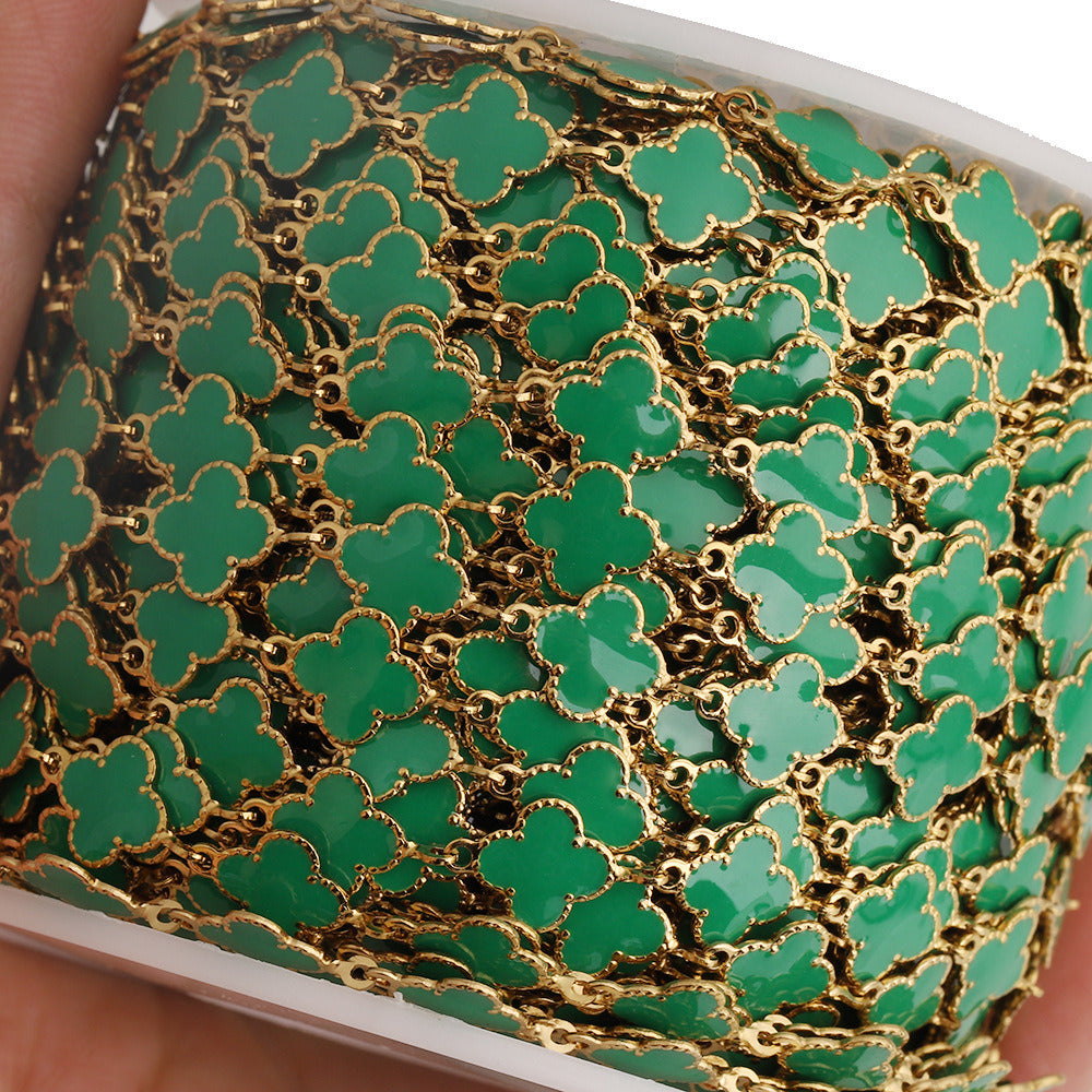 C1664 8mm Enamel Clover Stainless Steel Chain