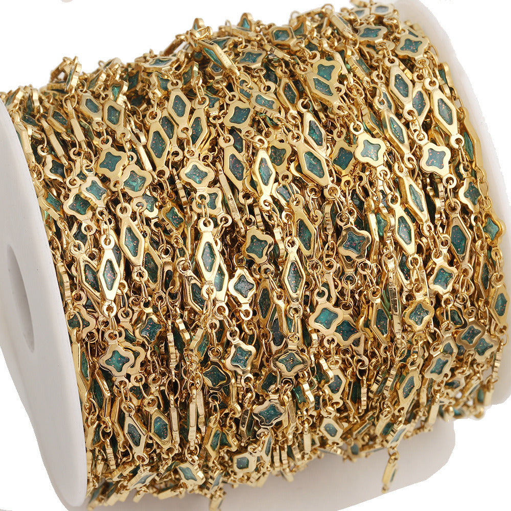 C1778 Glitter oil droplets clover chain