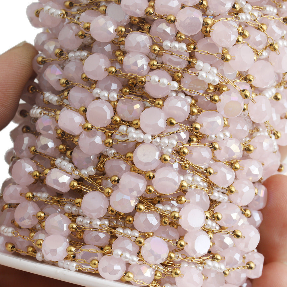 C1762 Colorful Crystal with Glass Pearl Chain