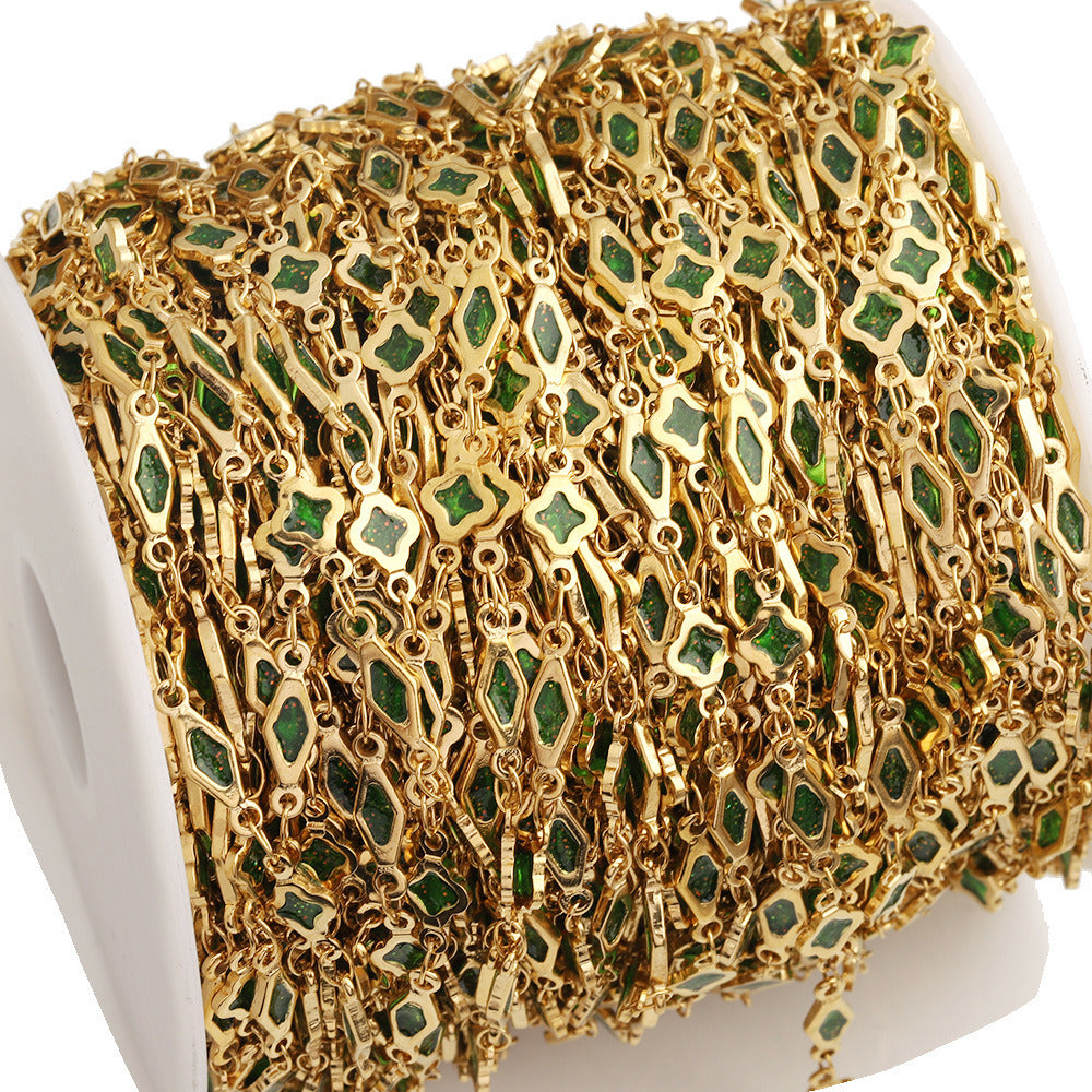 C1778 Glitter oil droplets clover chain