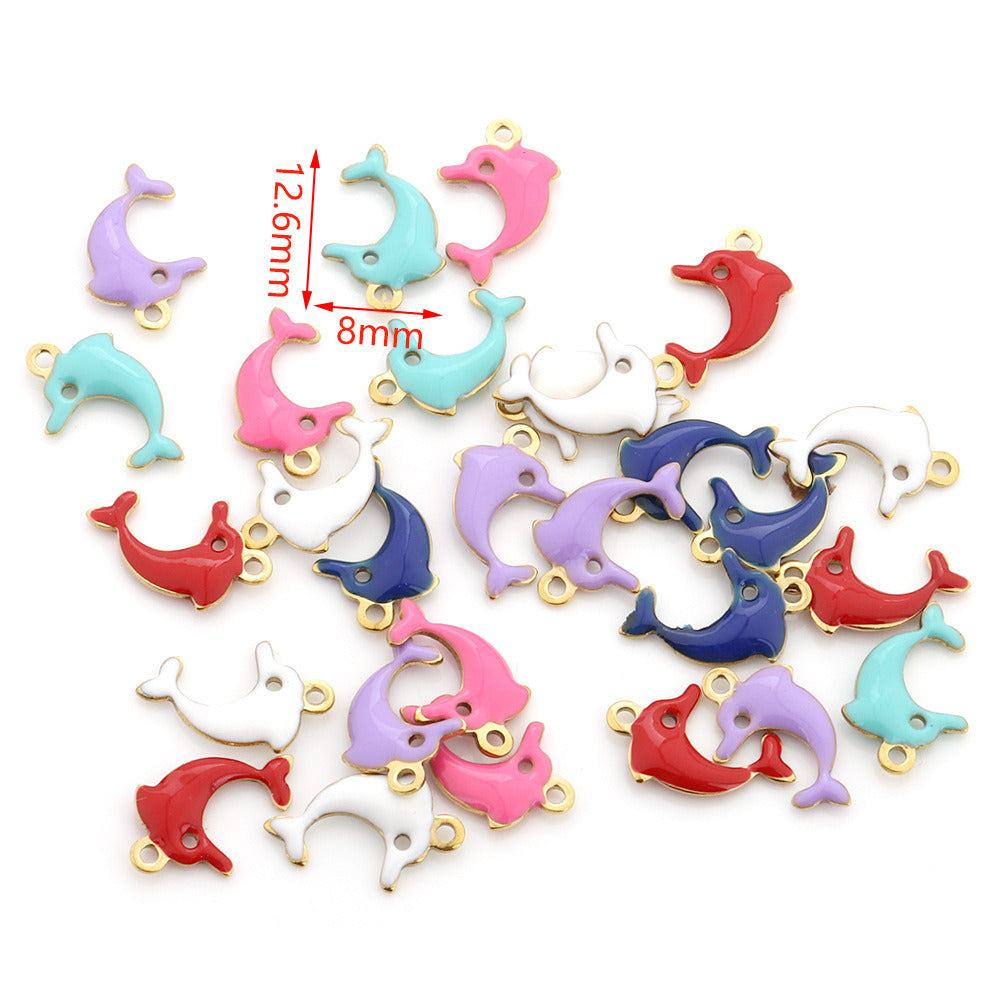 10Pcs/pack Mix color Enamel ocean animals charms